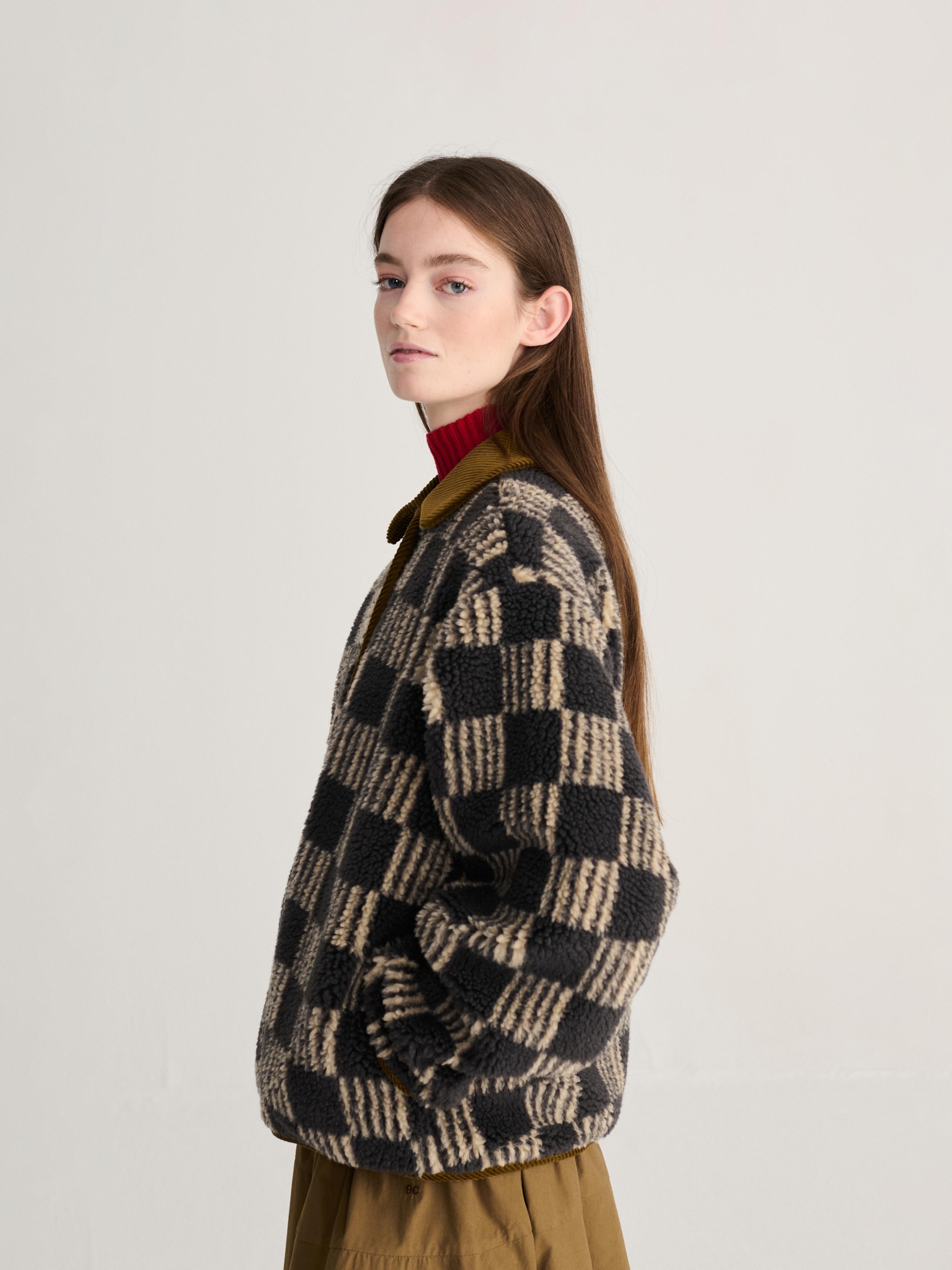 Bobo Choses Almost Moiré All Over Sherpa Jacket Damen Teddyjacke beige braun